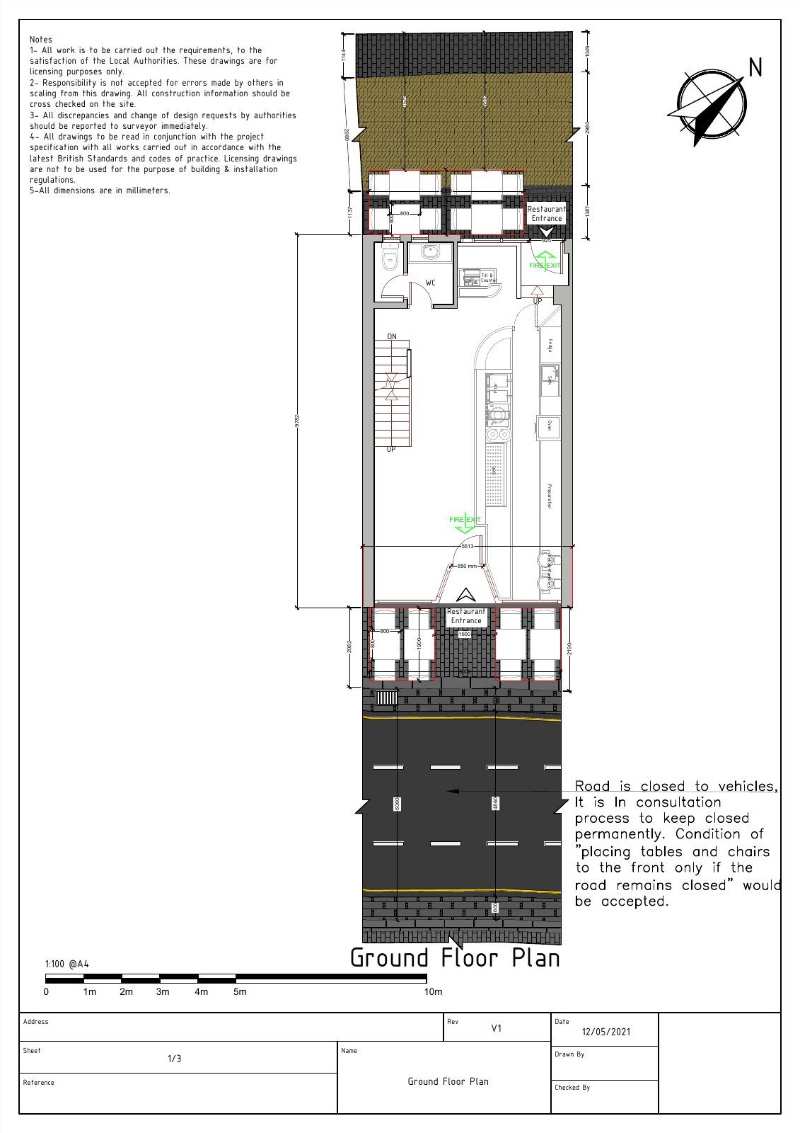 Pavement seating licence Drawing 1