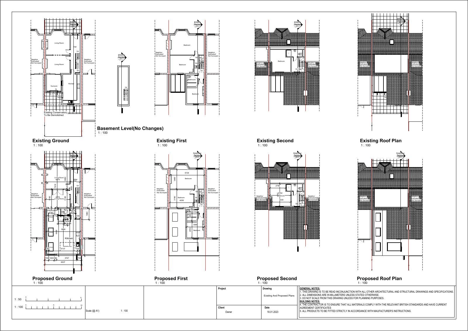 Rear extension, A1 sheet set Drawing 1