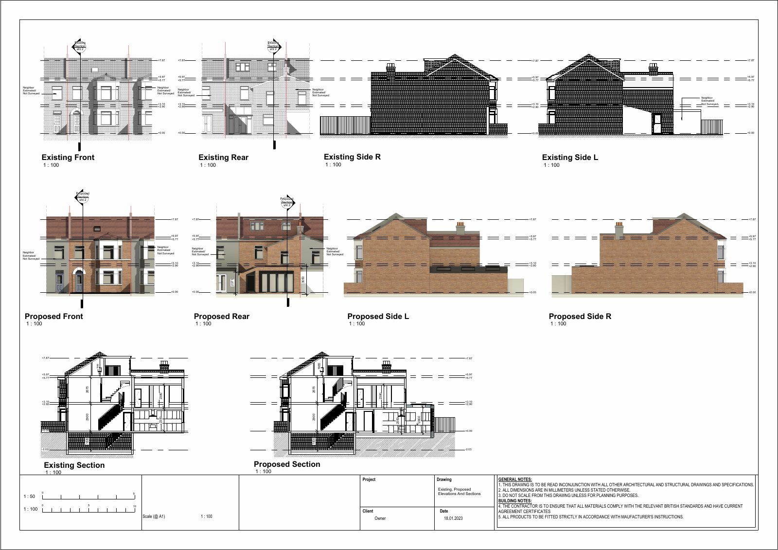 Rear extension, A1 sheet set Drawing 2