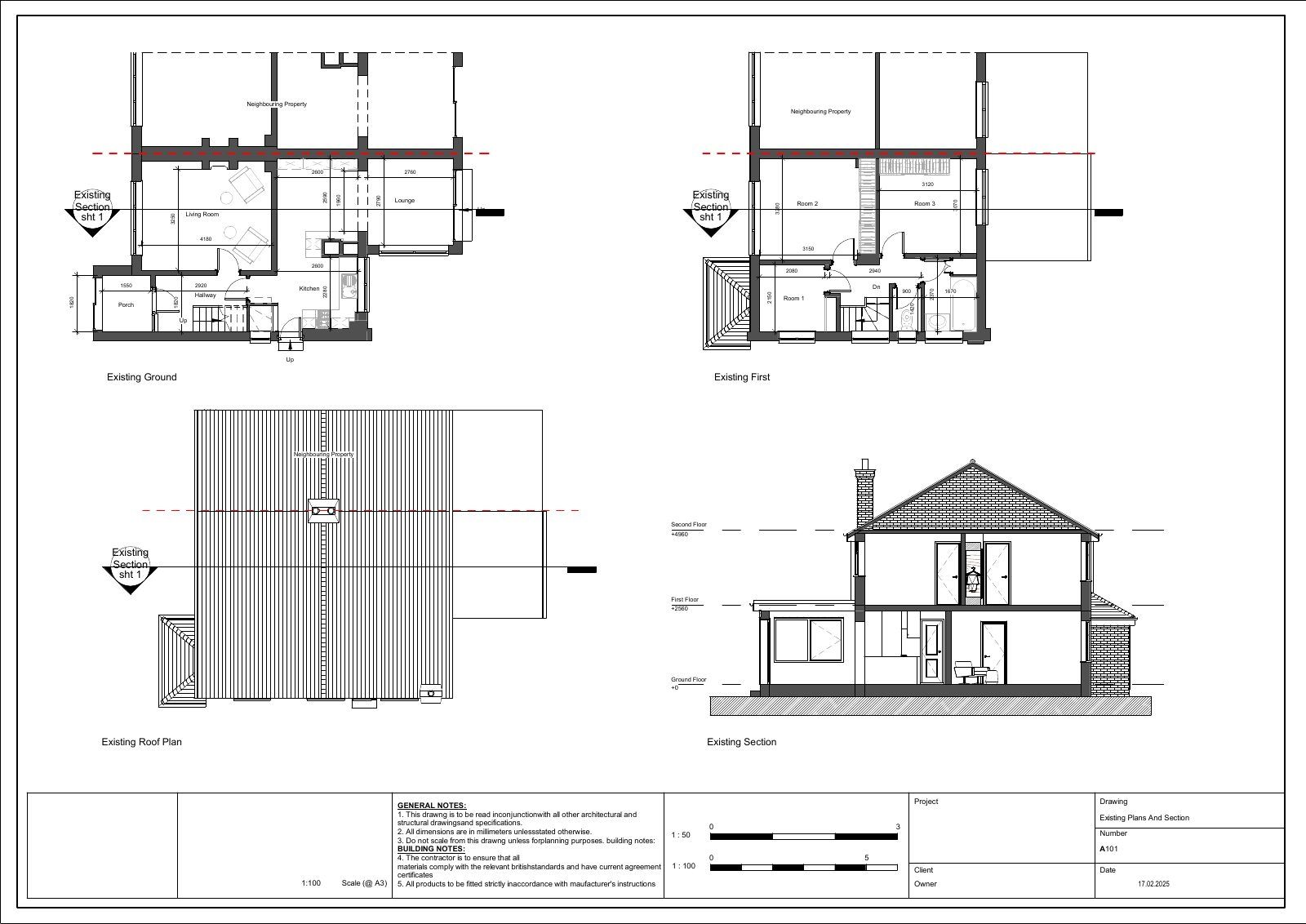 Rear extension, semi-detached Drawing 1