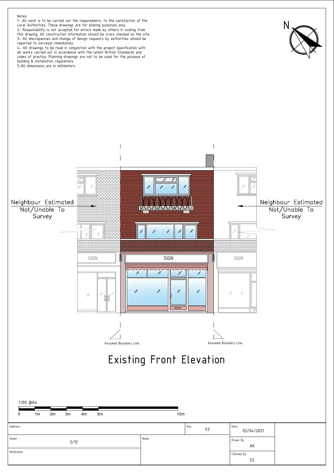 Change of use Existing, front elevation